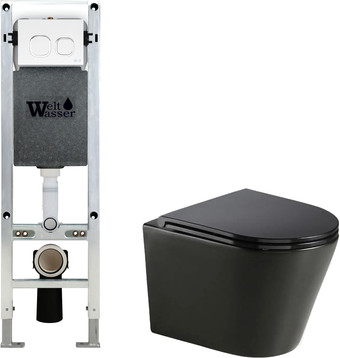 Унитаз подвесной WeltWasser Amberg 350 ST + Salzbach 043 MT-BL + Amberg RD-WT (черный матовый)