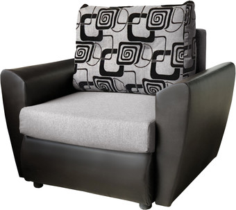 Кресло-кровать Асмана Квадро (кубики/рогожка серая кожзам черный)
