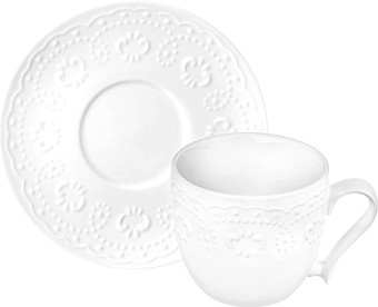 Чашка с блюдцем Elan Gallery Белый узор 540531