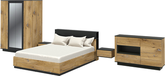 Комплект мебели для спальни Интерлиния Quartz-14 (дуб нокс/черный)
