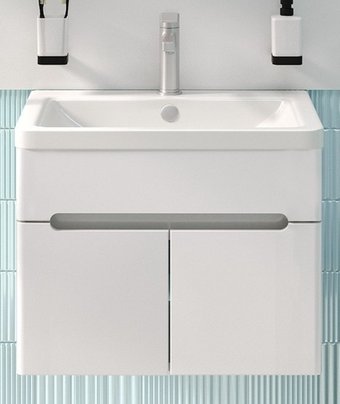 Runo Тумба с умывальником Runo Парма 60 2 двери + Omega 60 (подвесная)