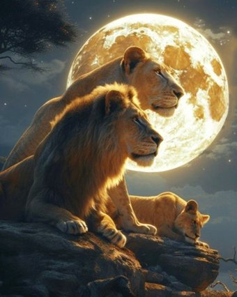 Картина по номерам Молли Львиная семья 40x50 HR0736