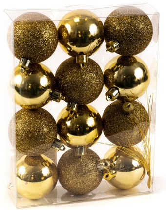 Елочная игрушка Белбогемия Глянцевый блеск 27629580 (12шт, золото)