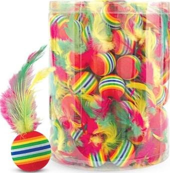 Игрушка для кошек Triol Мяч с пером NT573 d 3,5 см 120 штук