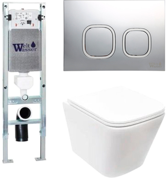 Унитаз WeltWasser Gelbach 004 MT-WT + Amberg 350 ST + Amberg RD-CR (белый матовый/хром)