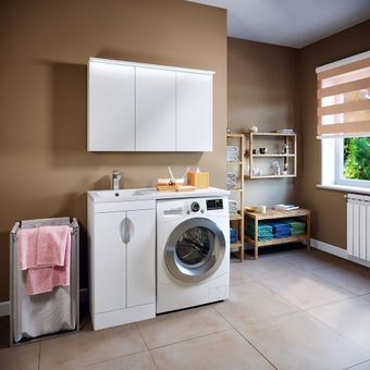 Runo Тумба с умывальником Runo Лира 45 + Гамма 105 лайт с правым крылом (напольная, белый)