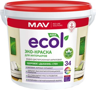 Краска Ecol 34 ВД-АК-2034 11 л (белый матовый)