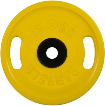 Диск MB Barbell Евро-классик с ручками 51 мм (1x15 кг, желтый)