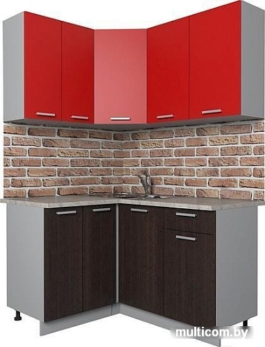 Угловая кухня Интерлиния Мила Лайт 1.2x1.4 (красный/дуб венге)
