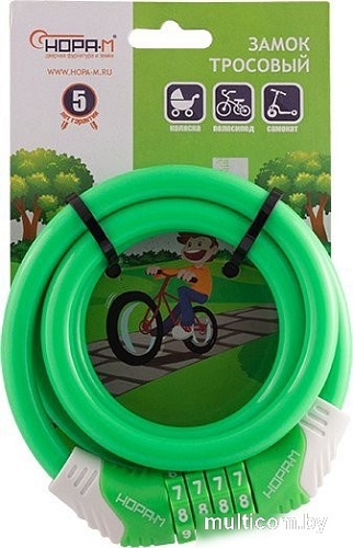 Тросовый велосипедный замок Нора-М №31 (ф10x1200мм, зеленый)