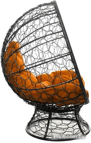Кресло M-Group Кокос на подставке 11590407 (черный ротанг/оранжевая подушка)