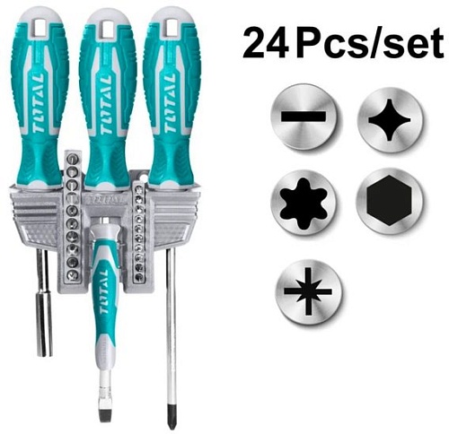Набор отвертка с битами Total TACSD302462 (24 предмета)