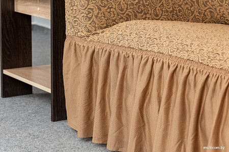 Чехол для дивана Софатэкс Стандарт ПО-1 Венеция с оборкой 01039 (кофе с молоком)