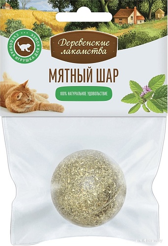 Игрушка для кошек Деревенские лакомства Мятный шар 22 г