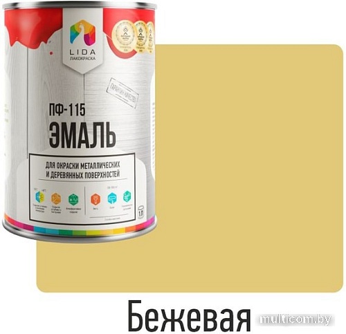 Эмаль LIDA ПФ-115 1 л (бежевый)
