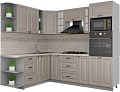 Готовая кухня Интерлиния Мила Деко 1.88x2.4 левая (луна-луна-травертин серый)