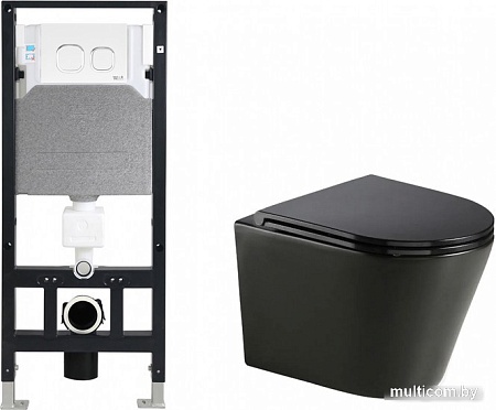 Унитаз подвесной WeltWasser Amberg 506 + Salzbach 043 MT-BL + Amberg RD-WT (черный матовый)
