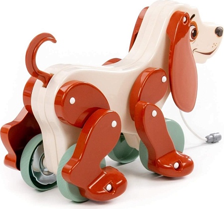 Игрушка-каталка Полесье Собака Боби 48701 (белый/коричневый)