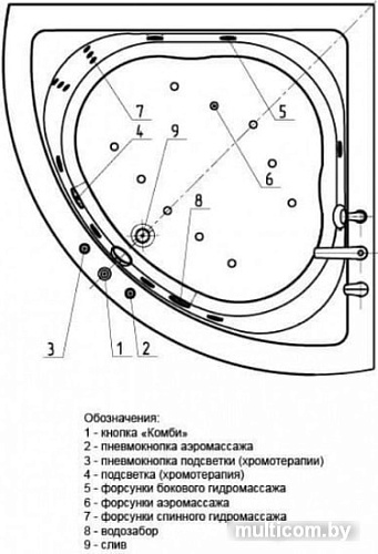 Ванна Aquatek Юпитер 150x150 (с каркасом и экраном)
