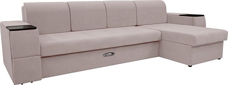 Сириус Лидер-13 с оттоманкой НПБ 330x165 (Eva 05 велюр светло-бежевый)