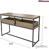 Консольный стол Millwood Пекин 1 120x40 (дуб белый craft/черный)
