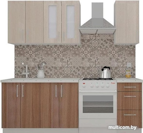 Кухня ВерсоМебель ВерсоЛайн 1-1.6 (ясень шимо светлый/ясень шимо темный)