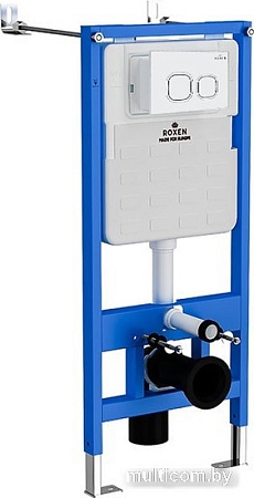 Унитаз подвесной Roxen Simple Compact в комплекте с инсталляцией StounFix Slim 6 в 1 916803 (кнопка: белый глянец)