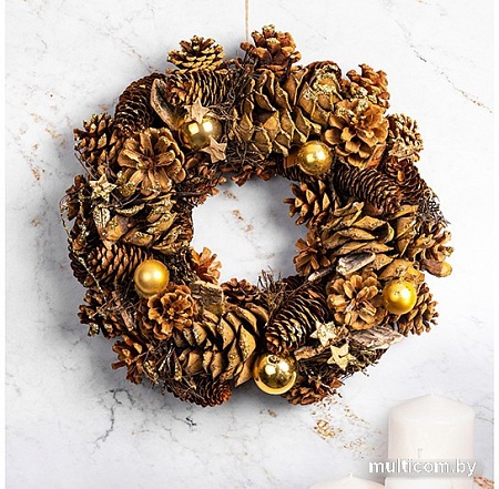 Рождественский венок Elan Gallery Венок Золотая феерия Круг 450134
