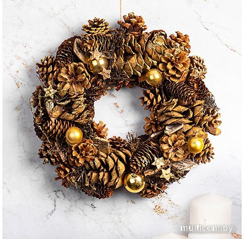 Рождественский венок Elan Gallery Венок Золотая феерия Круг 450134