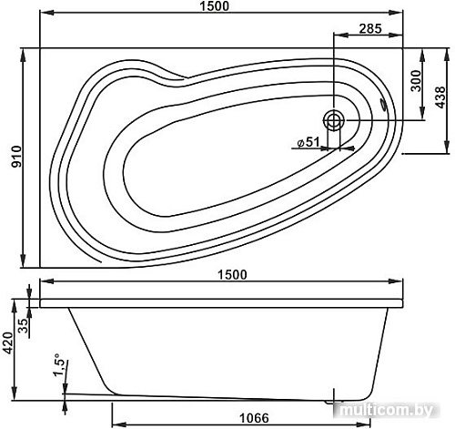 Ванна VagnerPlast Avona 150x90