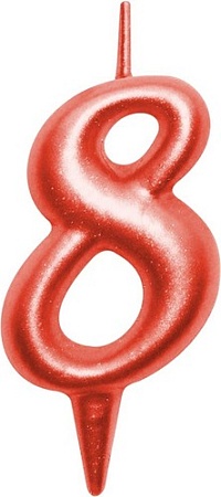 Свеча для торта Мультидом Овал Цифра 8 МС5-38 (красный)