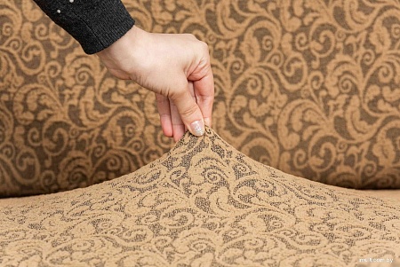 Чехол для дивана Софатэкс Люкс Венеция ПО-4 с оборкой (кофе с молоком)