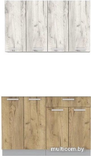 Готовая кухня Интерлиния Мила Лайт 1.2 без столешницы (дуб белый/дуб золотой)