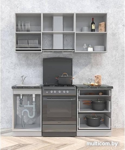 Кухня Интерлиния Мила Матте 1.7 Б (белый/мята/опал светлый)