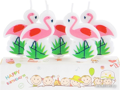 Набор свечей для торта Miland Розовые фламинго С-3000 (5 шт)