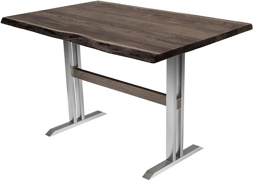 Кухонный стол Buro7 Двутавр 110 (с обзолом, дуб мореный/серебро)