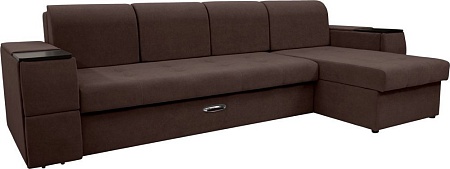 Сириус Лидер-13 с оттоманкой ППУ 330x165 (Eva 04 велюр темно-коричневый)
