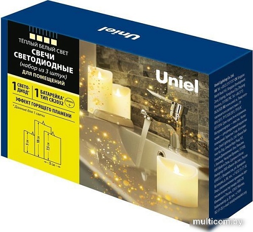 Новогодняя свеча Uniel ULD-F060 WARM WHITE CANDLE SET3 UL-00008593