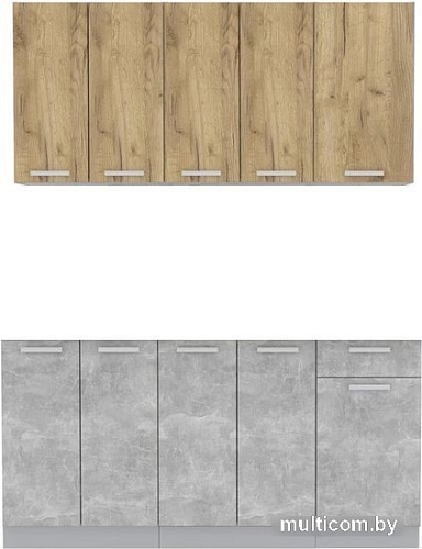 Готовая кухня Интерлиния Мила Лайт 1.6-60 без столешницы (дуб золотой/бетон)