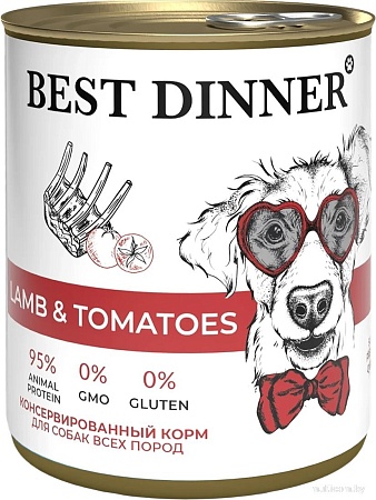 Консервированный корм для собак Best Dinner Для щенков и взрослых собак Ягненок с томатами (850 г)