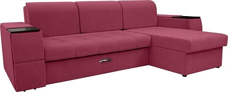 Диван Сириус Лидер-13 с оттоманкой ППУ 285x165 (Eva 16 велюр темно-красный)