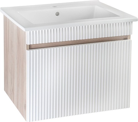 Runo Тумба с умывальником Runo Модена 75 + Оскар 75 (подвесная, крафтовый дуб)