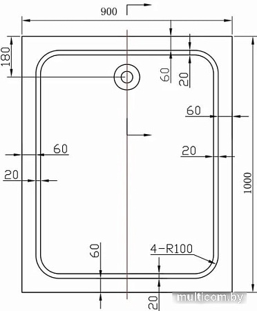 Душевой поддон Vincea VST-2AR-9010 100x90 см