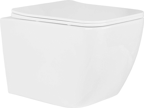 Унитаз подвесной Roxen Cube в комплекте с инсталляцией StounFix Dual Fresh 6 в 1 968014 (кнопка: золото глянцевое )