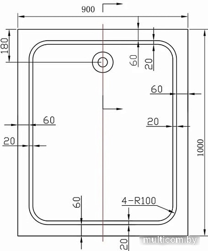 Душевой поддон Vincea VST-2AR-9010 100x90 см