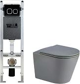 Унитаз подвесной WeltWasser Amberg 350 ST + Salzbach 043 MT-GR + Amberg RD-BL (серый матовый)