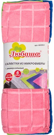 Салфетка хозяйственная Любаша 603951 Ассорти (набор 6шт, 40х40см)