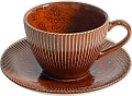Чашка с блюдцем AksHome Aurora 200мл (фарфор/каштановый)