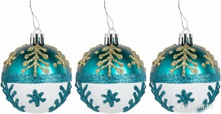 Елочная игрушка Золотая сказка 592176 (12 шт, бирюзовый/золотой)
