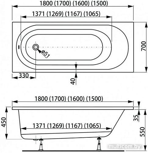 Ванна VagnerPlast Kasandra 180x70